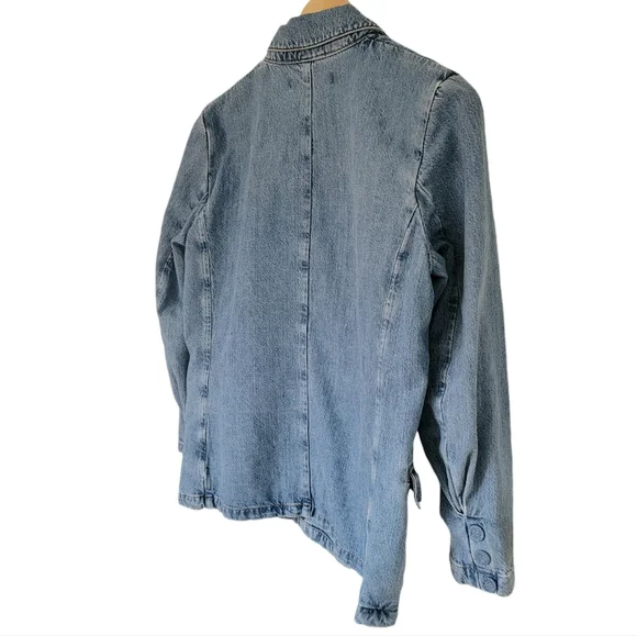ZARA Denim Double Breasted Blazer Boxy Oversized Jacket Blue Women’s Siz… - Picture 5 of 17